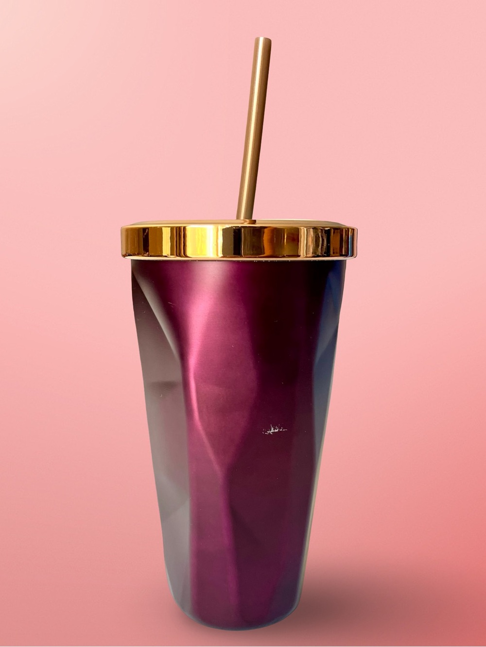 We to Me 16 oz Deep Burgundy Matte Finish Iridescent Geometric Metal Tumbler